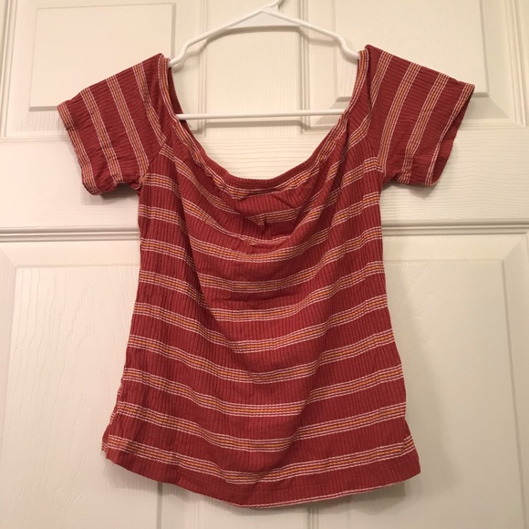 Brick red striped strapless top - Picture 1 of 1
